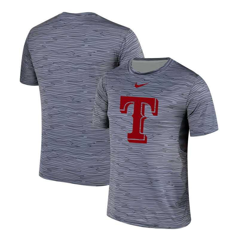 Texas Rangers Gray Black Striped Logo Performance T-Shirt,We sell and wholesale Texas Rangers Gray Black Striped Logo Performance T-Shirt on line form chian!